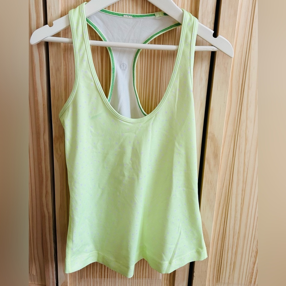 Lululemon Cool Racerback top in Neon with polka dots